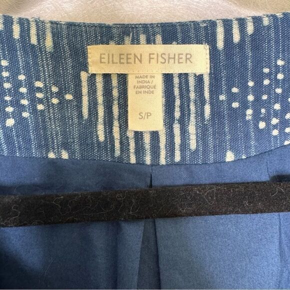 Eileen Fisher Hand Printed Organic Cotton Indigo Jacket S - Picture 3 of 5